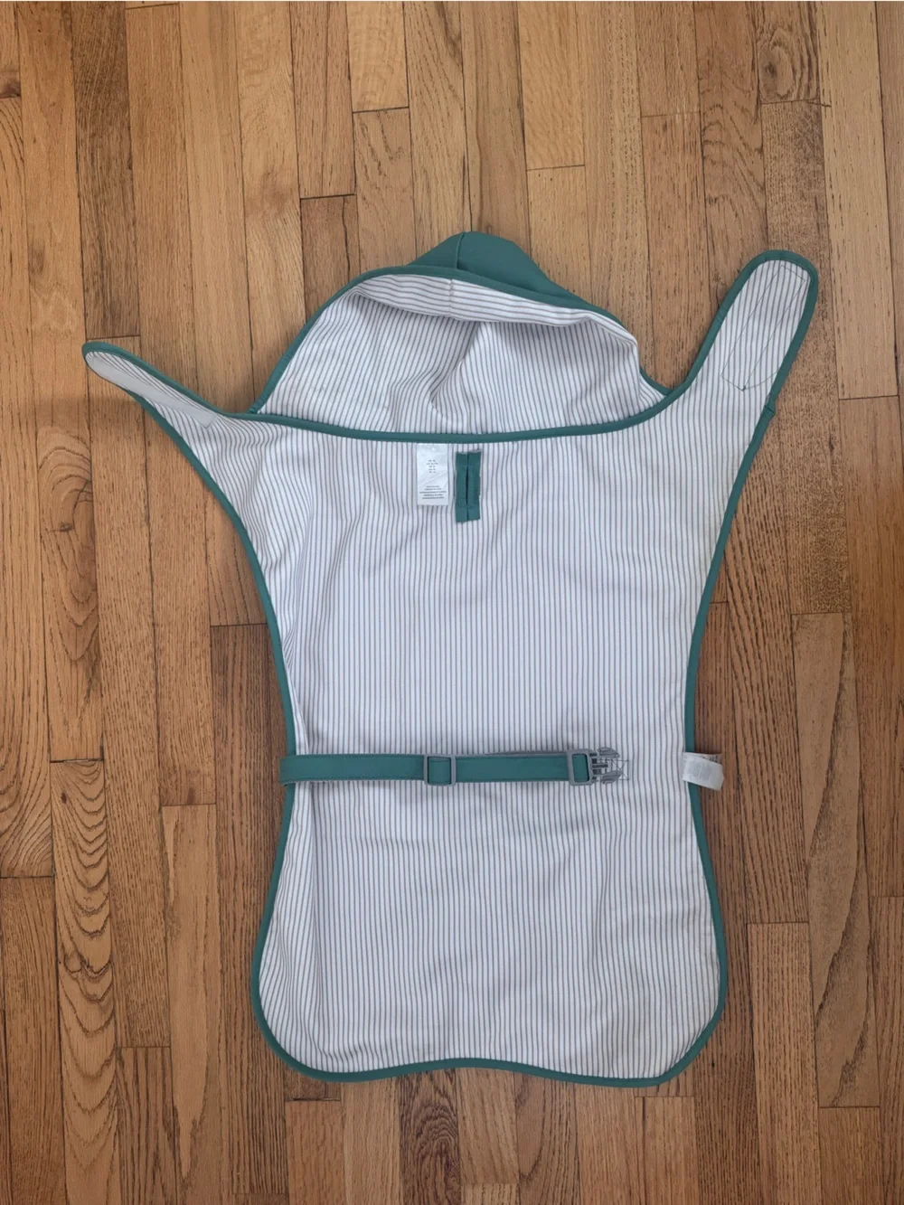 Teal Hooded Dog Rain Coat with Secure Straps